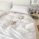 Cottonight White Comforter Set King Bedding Comforter Set Plain Solid Color Blanket Quilts Soft Breathable Pure White Bedding Set for Women Men Hotel Quality King Bed