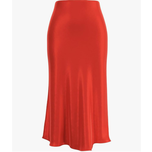 Womens Skirt Midi Long Length Silk Satin High Waist Elastic Skirts, S