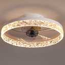 PSHRFANST 19.7" Ceiling Fans with Lights, 6-Speed Remote Control, Dimmable LED, Reversible Quiet DC Motor, Low Profile Flush Mount for Bedroom, Kitchen, Office (White)