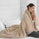 Heated Blanket Throw, Electric Throw Blanket with 5 Heating Levels & 4 Hours Auto Off, Double Sided Soft Cozy Sherpa Electric Heated Blanket with ETL Certified for Office, 50"x60", Milk Coffee