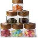 6-Pack 6 fl oz Airtight Food Sealed Jars with Acacia Wood Lids - Glass Meal Prep Containers for Overnight Oats, Snack Storage, Chia Pudding, Pantry Organization Essentials