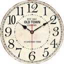 14 Inch Retro Round Wall Clock Old Town Vintage Antique Style Battery Operated French Country Silent Wall Clocks for Farmhouse,Garden,Home Kitchen,Bedroom,Office