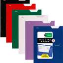 Five Star 4-Pocket Folder, 6 Pack, Paper Folder, Fits 3-Ring Binders, Holds 8-1/2" x 11" Paper, Assorted Colors (38058) (Black, Blue, Red, Green, Purple, White)
