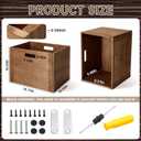 Menkxi 4 Pcs Stackable Wood Storage Cube for Shelves Closet Wooden Bins Box Wood Crates Storage Baskets Container for Toy Books Clothes Home Office, Dark Brown(14 x 10 x 10 Inch)