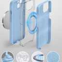 Liquid Silicone Case for iPhone 14 with Magnetic Ring Stand, Upgraded Camera Lens Protection, Mil-Grade Drop Shockproof, Anti-Scratch Microfiber Lining Silicone Case (Azure Blue)