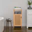 Bamboo Bathroom Storage Cabinet, Freestanding Floor Cabinet with Single Door for Living Room, Bedroom, Hallway, Kitchen