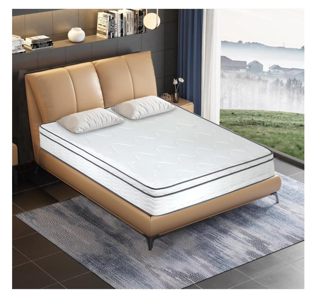 Pressure Relief Innerspring Mattress 12 Inch Twin Size Medium Firm Hybrid Spring Mattress with Foam Layer, Cool Sleep Mattress CertiPUR-US Certified, Mattress in a Box,White