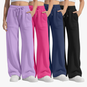 4 Pack Girls' Wide Leg Pants Drawstring Baggy Sweatpants Teen Loose Open Bottom Joggers with Pockets 5-16 Years