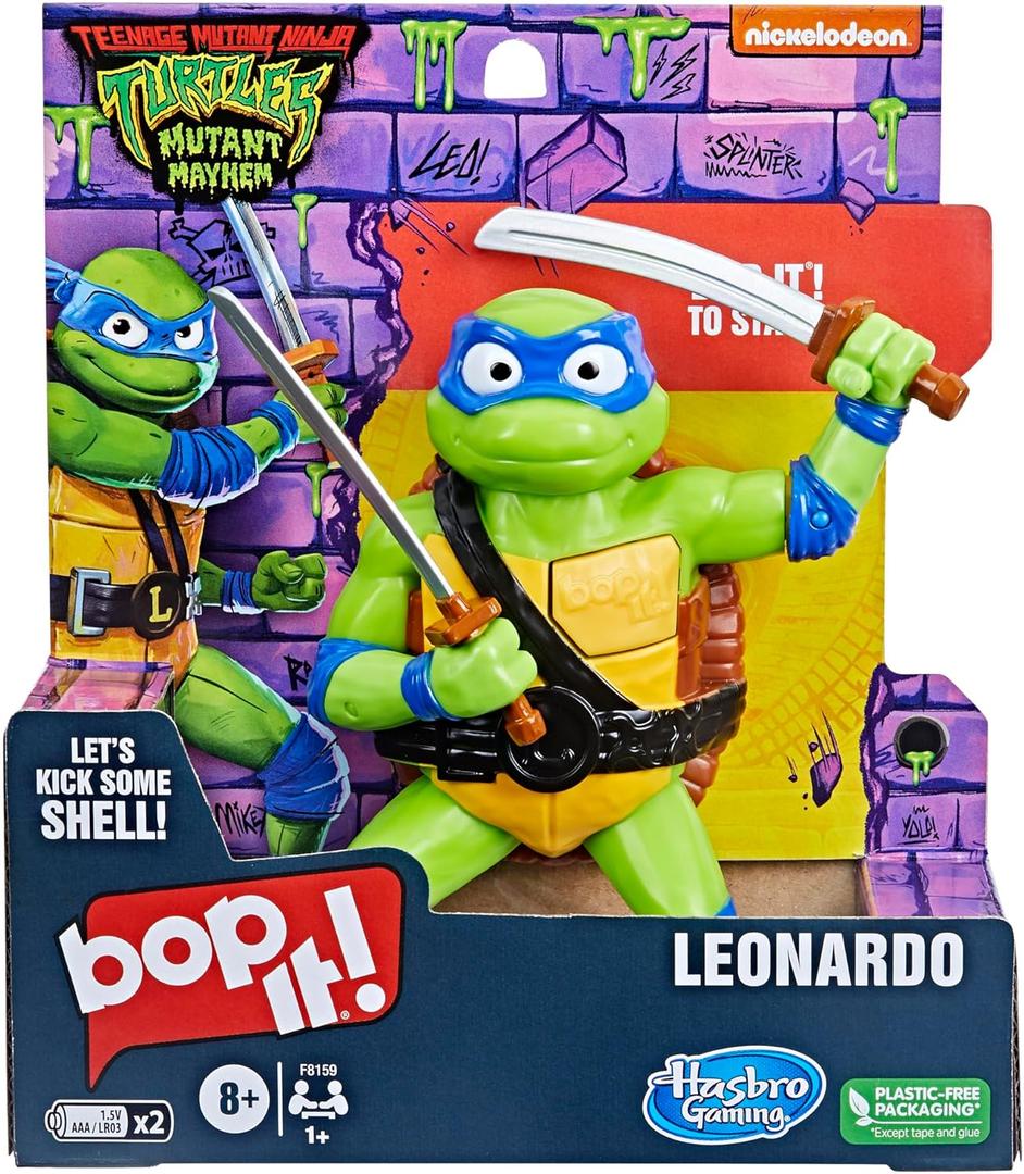 Bop It! Teenage Mutant Ninja Turtles Leonardo Edition Game for Kids Ages 8 and Up, Teenage Mutant Ninja Turtles Toys, for 1 or More Players