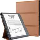 CoBak Stand Case for Kindle Scribe - Premium Folio Leather Cover with Pen Holder, Auto Sleep/Wake - Compatible with 10.2 Inch Kindle Scribe (Lychee Brown)