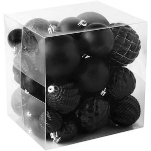Christmas Balls Ornaments -36pcs Shatterproof Christmas Tree Decorations with Hanging Loop for Xmas Tree Wedding Holiday Party Home Decor,6 Styles in 3 Sizes(Black)