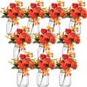 XunYee 10 Set Fall Thanksgiving Table Centerpiece Decor with Flower Mason Jar Flower Centerpiece Mason Jar Vases Decoration for Fall Thanksgiving Party Wedding Reception Home Table Decor