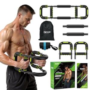 Vanlgs Twister Arm Trainer for Men, Chest Workout Equipment 5-Level Adjustable (40-130lb) with Ergonomic 27° Targets Biceps/Clip/Thigh, Portable Exerciser for Home Gym Travel Fitness, Green