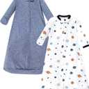 Hudson Baby Unisex Baby Cotton Long-Sleeve Wearable Sleeping Bag, Sack, Blanket (12-18 Months, Space)