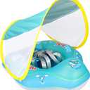 Free Swimming Baby Inflatable Baby Swim Float with Sun Canopy Size Improved Infant Pool Floaties Swimming Pool Toys for The Age of 3-36 Months (Small)