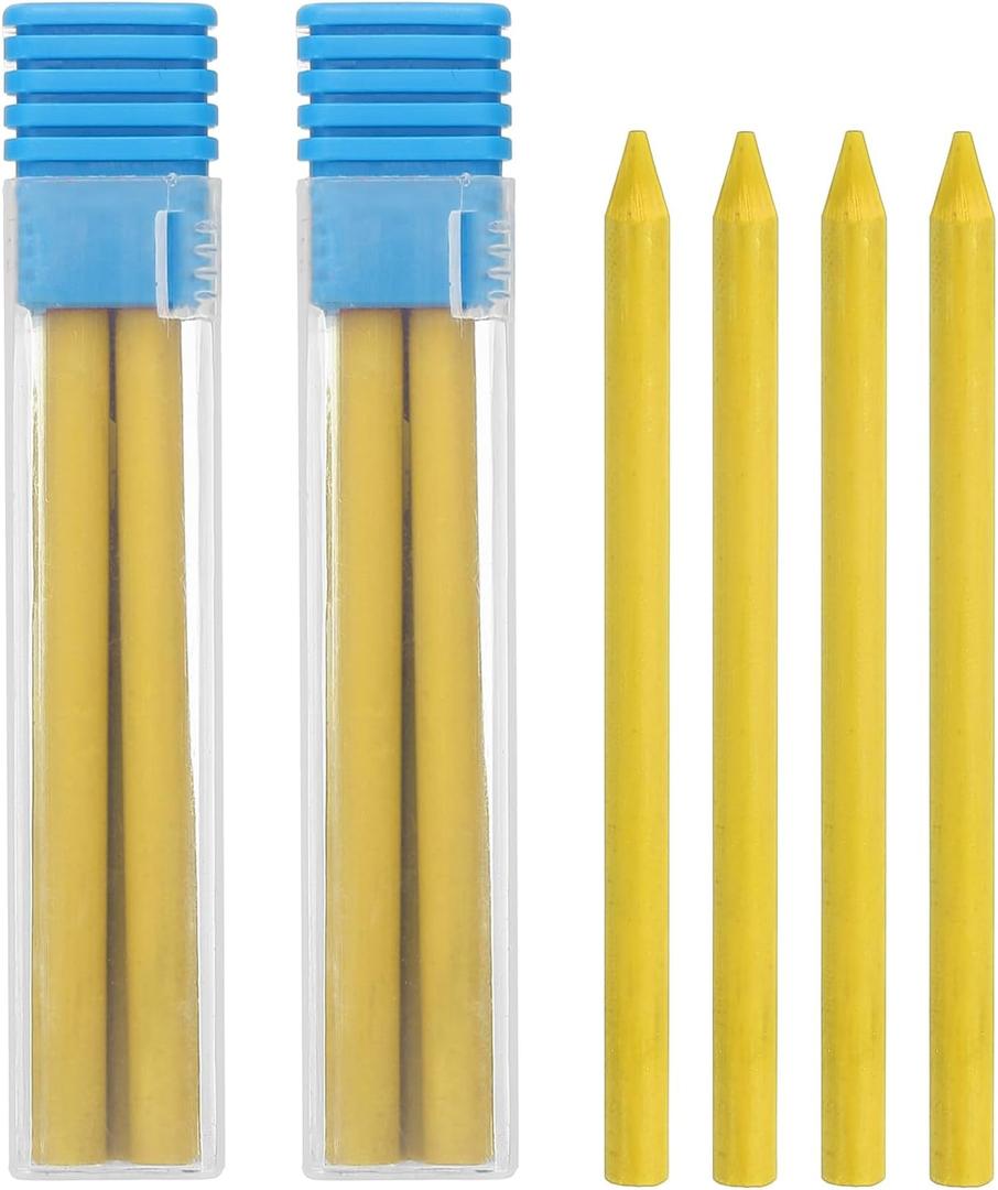 PATIKIL 12Pcs 5.6mm 2B Carpenter Pencil Lead Refills, Solid Dry Pencil Refills Break Resistant Lead Refill for Mechanical Carpenter Pencil Construction Pencils Art Drafting, Yellow