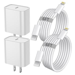 iPhone Fast Charger, iPhone Charger Fast Charging 2Pack PD 6FT Type C Quick USB C to Lightning Cable Cord Fast Charger iPhoneUSB C Wall Block Plug for iPhone14 13 12 11 Pro Max XR XS X, iPad, AirPods