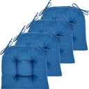 Chair Cushion, 4 Pack Chair Cushions for Dining Chairs, Chair Pads and Mat with Ties for Indoor Kitchen Seat and Desk (4 Count - 17 x 16 in, Blue)