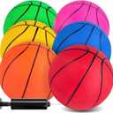 3 otters 6 Pack Mini Basketballs, 7.5 Inch Basketball Set with Pump for Kids Swimming Pool Toy, Mini Basketball Hoop, Outdoors Party Favors