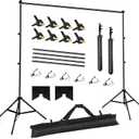 Backdrop Stand 10x7ft Adjustable Photo Backdrop Stand Kit Photography Backdrops with 4 Crossbars, Photo Studio Adjustable Background Stand for Parties/Wedding