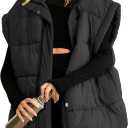 Ainangua Women's Puffer Vest Stand Collar Zipper Sleeveless Jackets Winter Lightweight Vests Warm Padded Jacket Coat (Medium, Black)