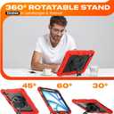 SEYMAC stock Case for iPad Air 11-inch M4-M2 2026-2024 (Gen 8-6), Shockproof Heavy Duty Case with Screen Protector, Pencil Holder, Rotating Stand, Hand Strap, Shoulder Strap, Red