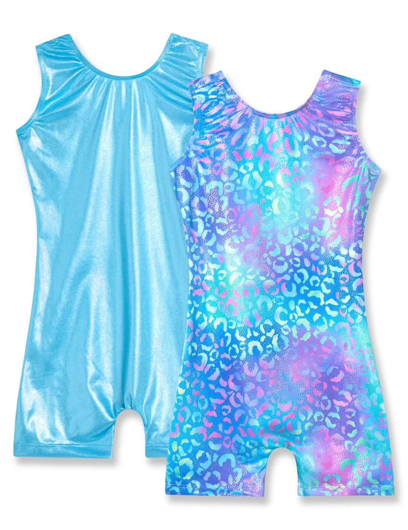 Nymphperi Gymnastics Leotards for Girls Size 2t 3t Comfortable Shiny Blue Mermaid Biketards Sparkly Colored Scale Unitards for Toddler Swimming
