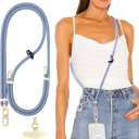Adjustable Anti-Theft Phone Lanyard Neck & Crossbody Strap with 0.2mm Metal Tab & Comfort-Fit 8mm Rope (Fog Blue)