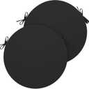 Outdoor Bistro Chair Cushions Set of 2, 15" D x 3" H Round Chair Cushions Waterproof and Fade Resistant Chair Cushion Pads with Non-Slip Ties and Removable Covers for Garden, Black