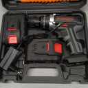 Cordless Drill Set with Brushless Motor, 2 x 2600mAh Batteries, LED Speed Control Compatibility with Wood, Aluminum & Steel Drilling (US Plug)