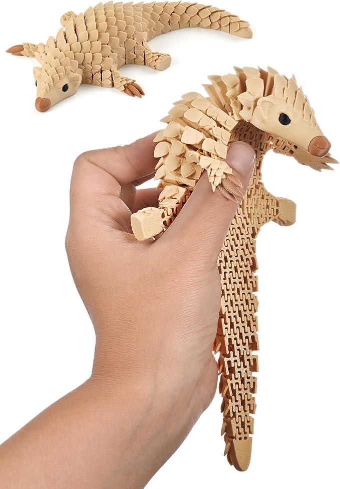 3D Printed Animals, 6" Articulated Pangolin Toy, 3D Printed Toys, Flexible Animal Figurine Fidget & Desk Decor, Realistic Scaled Pangolin Collectible Gift for Office, Animal Lovers (Pangolin Toy)