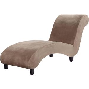 H.VERSAILTEX Chaise Lounge Cover Indoor Velvet Chaise Slipcover High Stretch Lounge Chair Cover Luxury Armless Chaise Cover for Living Room, Machine Washable, Taupe