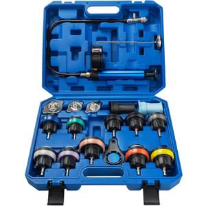 18PCS Coolant Pressure Tester Kit,Radiator Pump Pressure Tester Kit for Automotive Cooling System Water Tank Leakage Detection (Blue)
