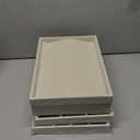 Coward Set of 5 Stackable Jewelry Organizer Tray Necklace Earring Box Storage Ring Bracelet Display Holder (beige(ring+necklace+12girds+24girds+The glass lid))