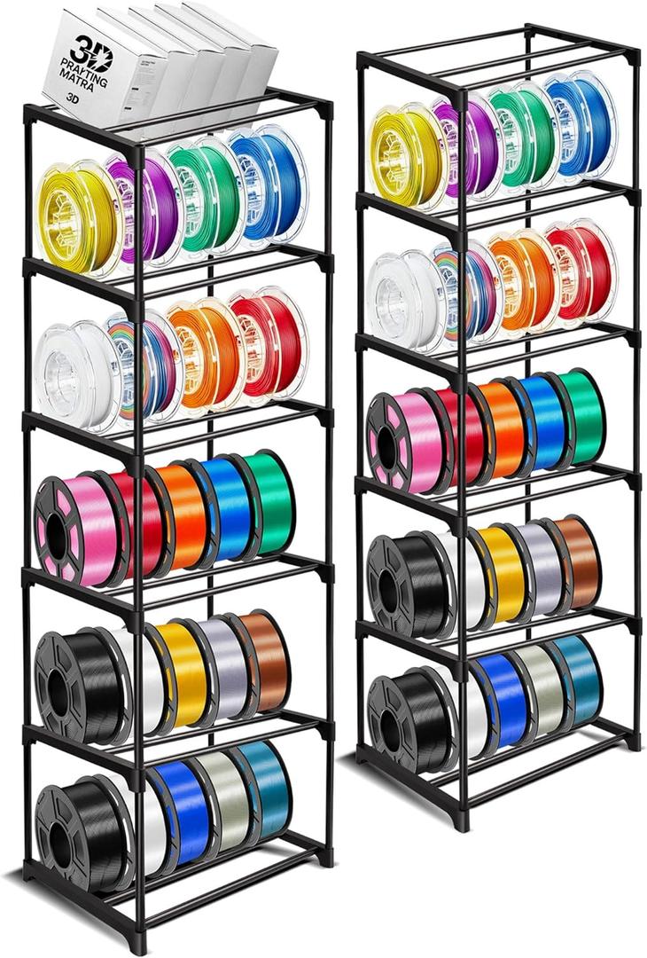 GRETJOB 10-Tier Modular 3D Printer Filament Storage Rack, Metal Filament Spool Holder & Organizer, Holds 60 Spools(1kg), Filament Storage Shelf for 3D Printing Machine, Tool-Free Assembly