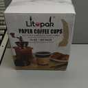 LITOPAK 100 Pack 10 oz Paper Coffee Cups for Hot Chocolate Drinks, Black Disposable Coffee Cups with Lids, Sleeves and Stirring Sticks for Parties, Picnic, Travel, and Events