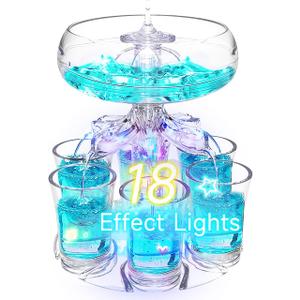 Zcvtbye Party Drink Shot Dispenser with 6 Shot Glasses Set - Acrylic Touchless Liquor Dispenser and Holder Shot Pourer for Beverage | Cider | Cocktail - Fun Bar Accessories Home Gifts (V2 LED)