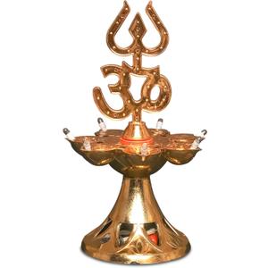 Electric Plastic Light, Pooja Diya with LED Spark, Home Temple Decor, Electric Diya Golden,Mandir Diya,Diwali Diya Lamp (1 Layer, 1)