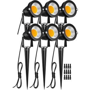 ZUCKEO Low Voltage Landscape Lights 5W LED Landscape Lighting 12V 24V Outdoor Spotlights Waterproof Garden Decorative Landscaping Warm White Lights for Patio Garden Pathway Floor Yard Decor(6 Pack)