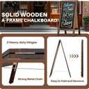 4 THOUGHT A-Frame Double-Sided Magnetic Chalkboard 40"x20", Solid Pine Wood Freestanding Sandwich Board for Cafes, Restaurants, Weddings (Rustic Brown)