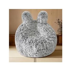 Fluffy Bean Bag Chair for Kids, with Plush Faux Fur Cover, 2.5FT Memory Foam Bean Bag Chairs for Teens & Kids, Ultra Soft Sofa for Living Room/Bedroom/Dorm,Grey