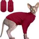 DENTRUN Sphynx Hairless Cats Shirt Pullover Kitten T-Shirts, Breathable Cat Wear Turtleneck Sweater Adorable Cat's Clothes Vest Pajamas Jumpsuit, S