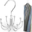 ZEDODIER 2 Pack Jean Hangers Jeans Organizer for Closet, Rotatable Sturdy 16 Hooks Jean Holder, Metal Space Saving Closet Organizers and Storage, Silver