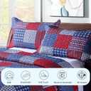 Ycosy Plaid Quilt Set Twin Size Country Patchwork Bedding Set Lightweight Reversible Bedspread Coverlet Set Red Blue Pliad Quilts Soft Home Collections with 2 Pillow Shams