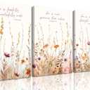 MALEDO 3Pcs Christian Nursery Canvas Wall Art Bible Verse Floral Pictures Wall Decor Boho Wildflower Nursery Posters Vintage Flower Scripture Painting Prints Artwork for Girls Room Living Room Bedroom (16L''x12W''-Canvas)