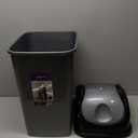 Superio Trash Can with Swing Top Lid 9 Gallon, Grey and Black Slim Waste Bin Durable Plastic 37 Qt Fit Small Spaces, Office, Bathroom, Under