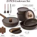 CAROTE 21PCS Pots and Pans Set Non Stick with Detachable Handle, Nonstick Cookware Sets, Cooking Kitchen Set, Oven/Dishwasher Safe, Induction Cookware, Brown, RV Kitchen Pot and Pan