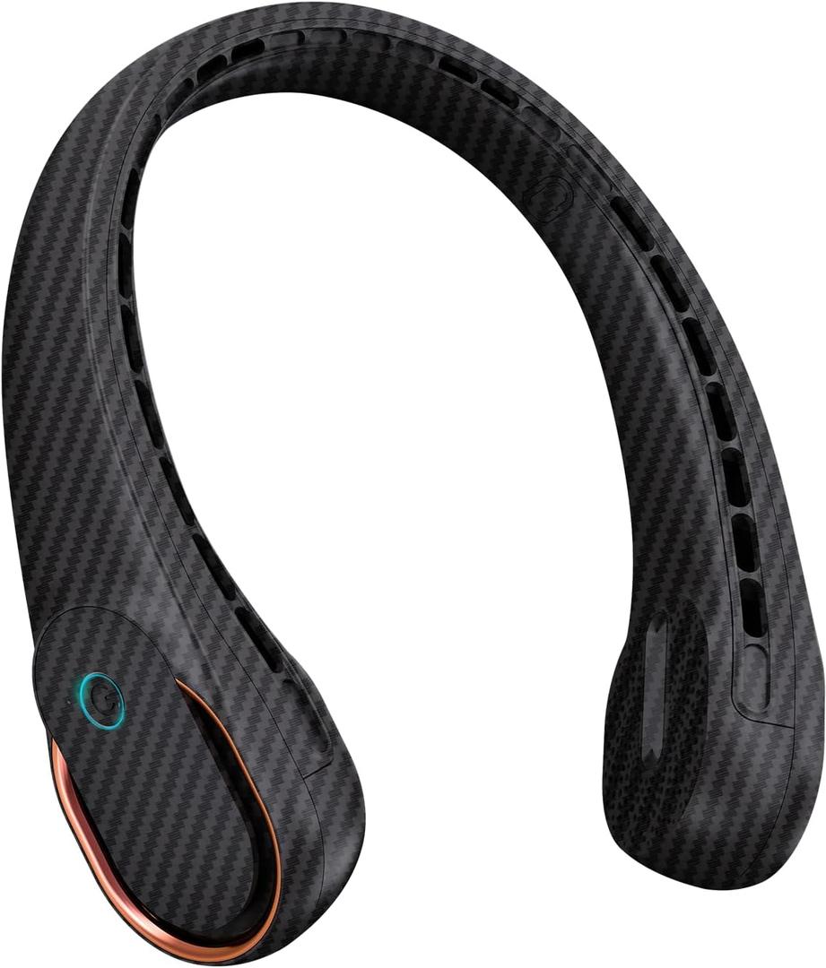 FrSara Neck Fan, Portable Personal Fan Strong Wind, 5200mAh, Air Volume,360 Cooling, No Hair Twisting, Air Volume On 2 Sides, Non-Slip, Quick Charge, Long Use Time, Gift for Women, Men, Birthday (Coal Black)