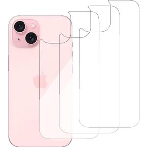 3 Pack Glass Back Screen Protector Compatible for iPhone 15/14 / 13 6.1 Inch 9H Hardness HD Back Tempered Glass, Scratch Resistant,Easy Install,Rear Glass Protector