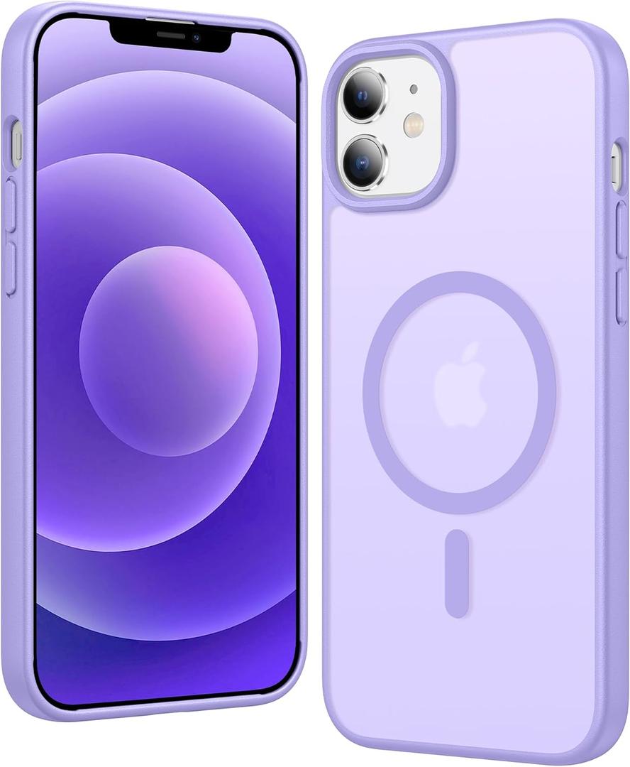 FNTCASE for iPhone 12 Case Matte: iPhone 12 Pro Case Magnetic Phone Cases Compatible with Magsafe Slim Anti Yellowing Military Grade Drop Rugged Protective Translucent Cell Phone Cover (C-Purple)